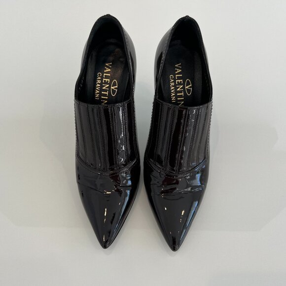 VALENTINO GARAVANI BROWN PATENT LEATHER ANKLE BOOTS SIZE IT 38 / US 8 - Picture 1 of 15